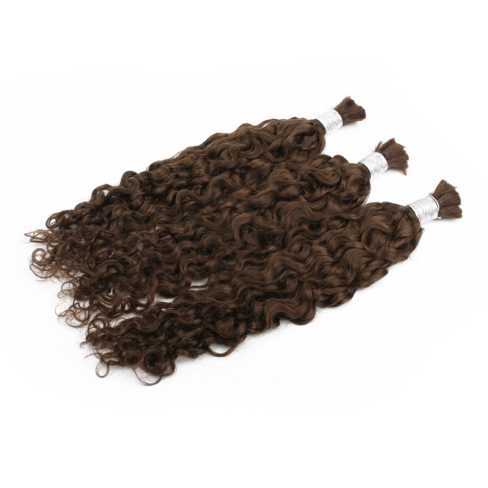 20inch Curly Bulk Hair Dark Brown Color #4 100 grams Hair Bulk For Braiding